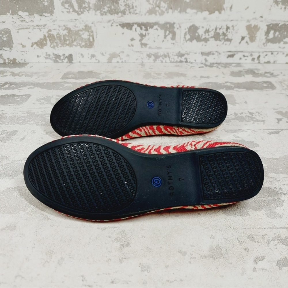 Rothy's Red and Cream Zebra Loafers - Picture 5 of 8